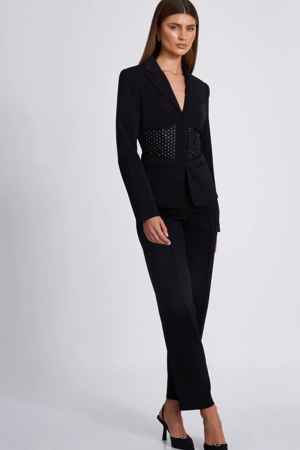 Black Diamante Corset Blazer