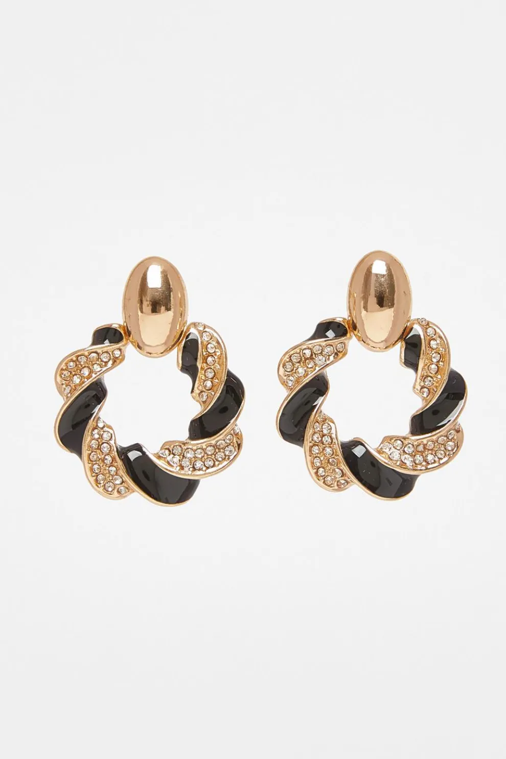 Black Diamante Enamel Earrings