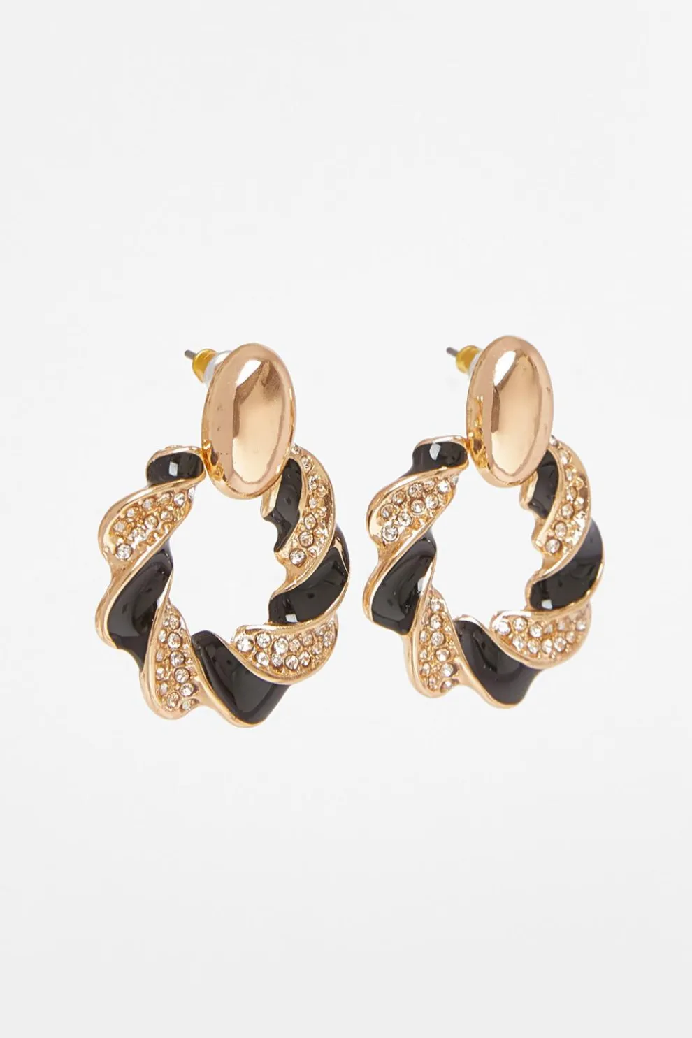Black Diamante Enamel Earrings
