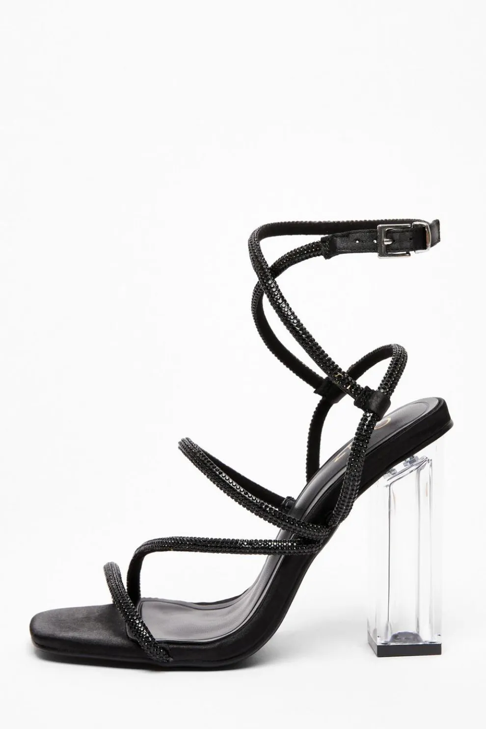Black Diamante Heeled Sandals