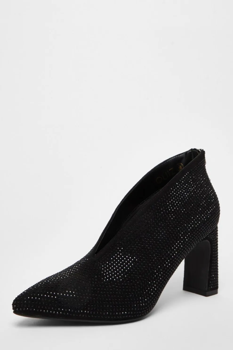 Black Diamante Heeled Shoe Boots