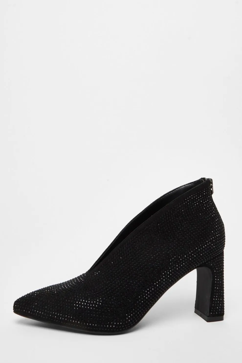 Black Diamante Heeled Shoe Boots