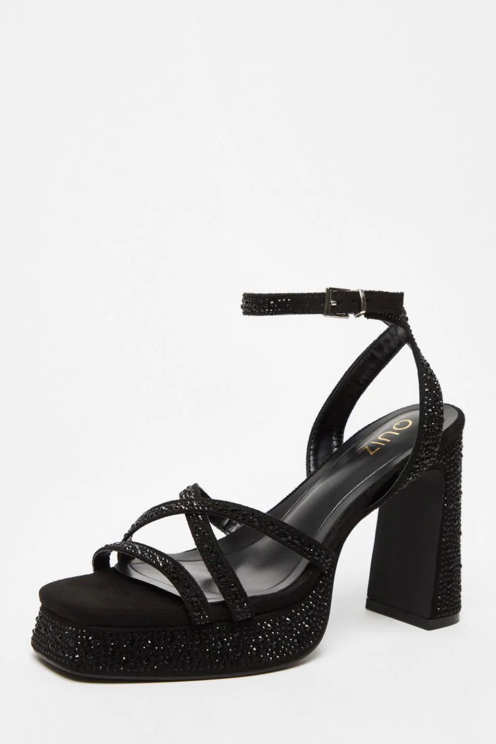 Black Diamante Platform Heels
