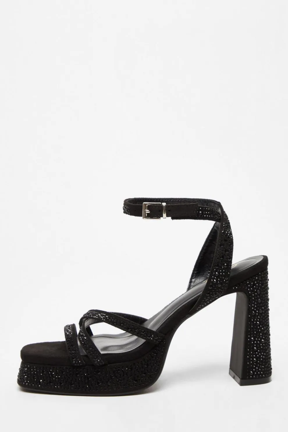 Black Diamante Platform Heels