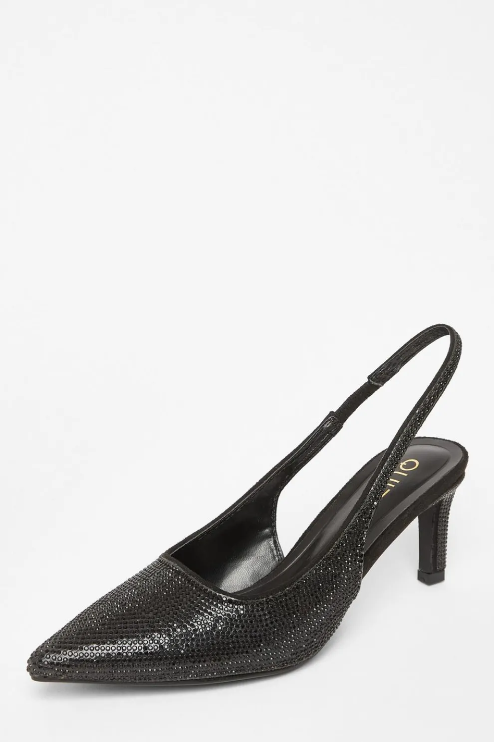 Black Diamante Sling Back Heels
