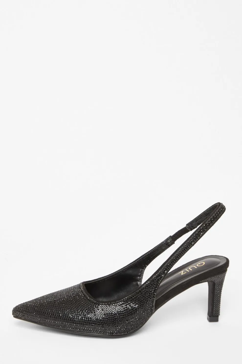 Black Diamante Sling Back Heels
