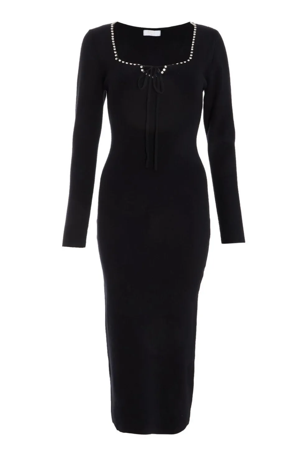 Black Diamante Trim Jumper Dress