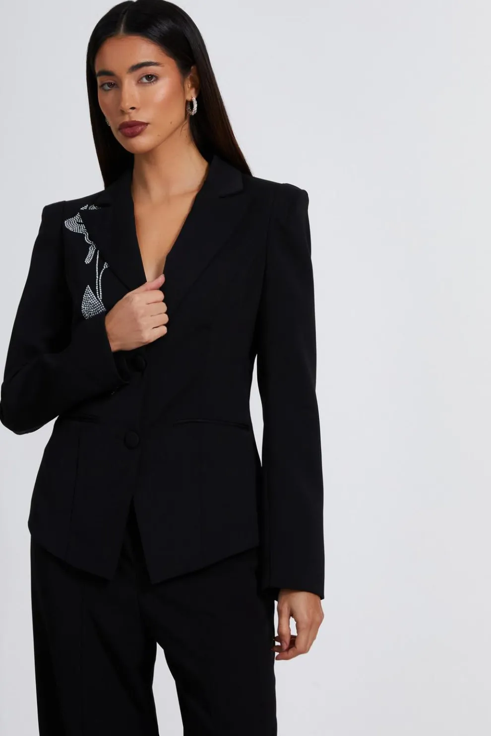 Black Embellished Tailored Blazer