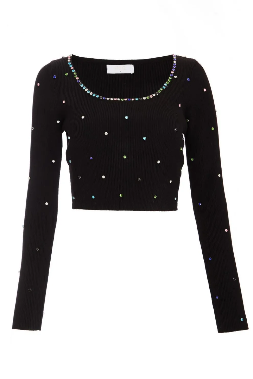 Black Embellished Knit Cropped Jumper