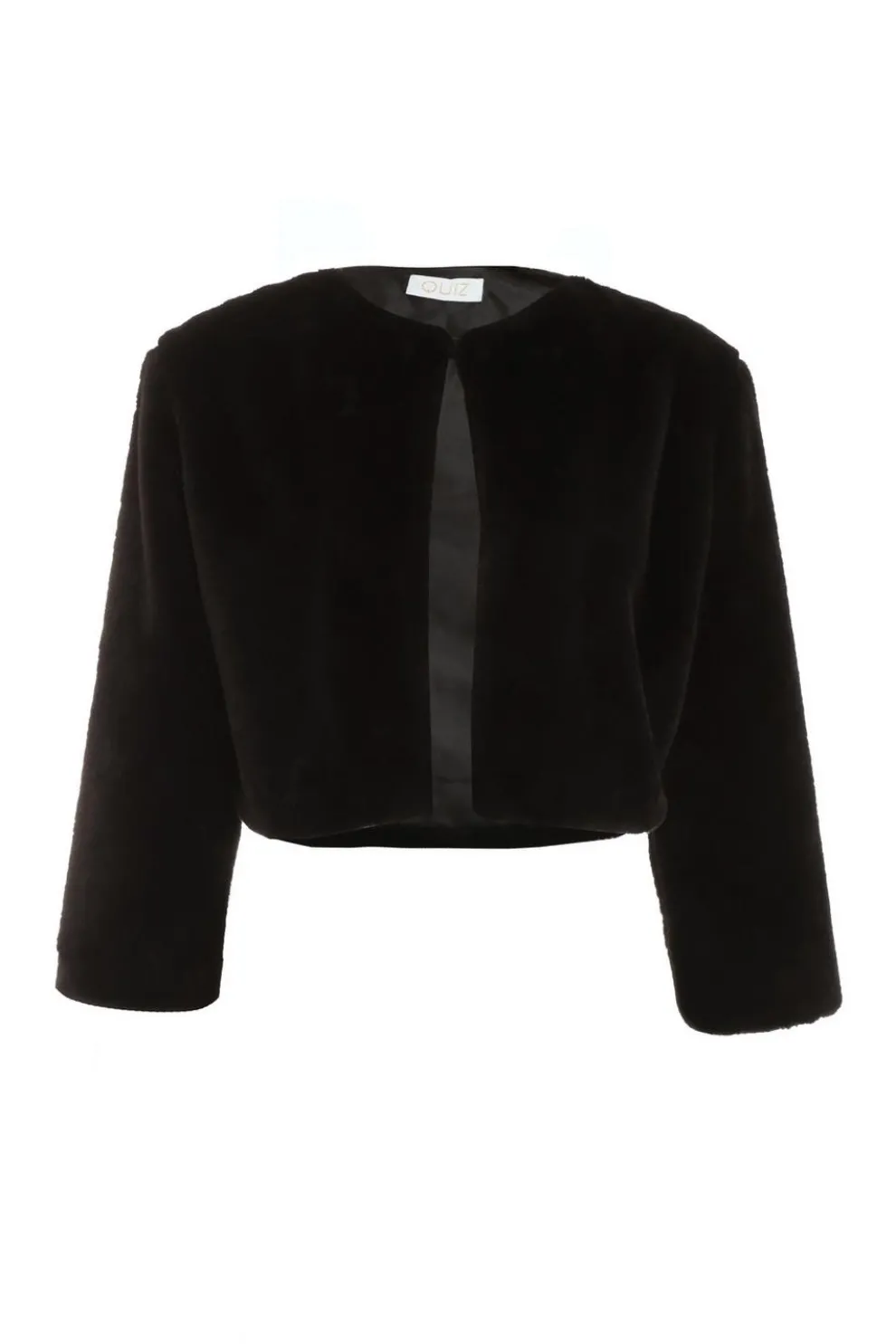 Black Faux Fur Long Sleeve Cape