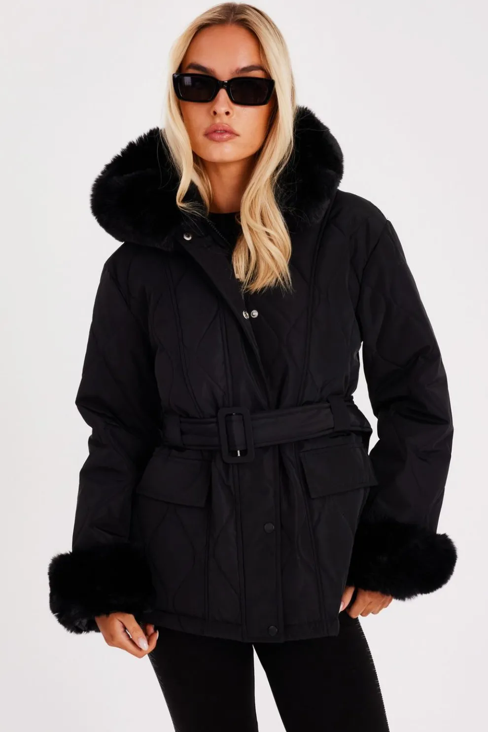 Black Faux Fur Trim Jacket