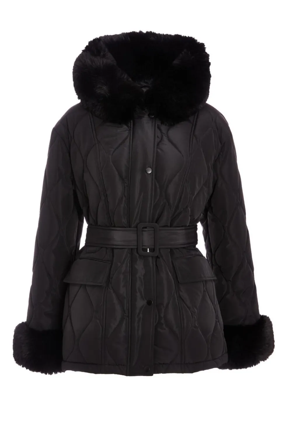 Black Faux Fur Trim Jacket