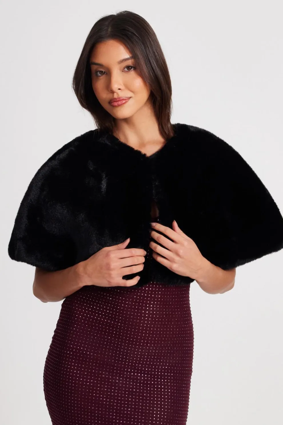 Black Faux Fur Wrap
