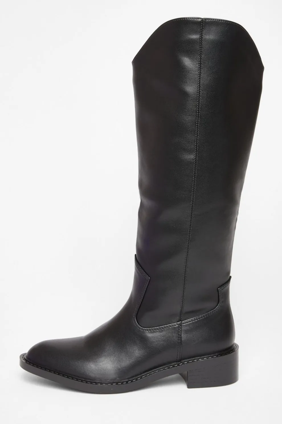 Black Faux Leather Riding Boots