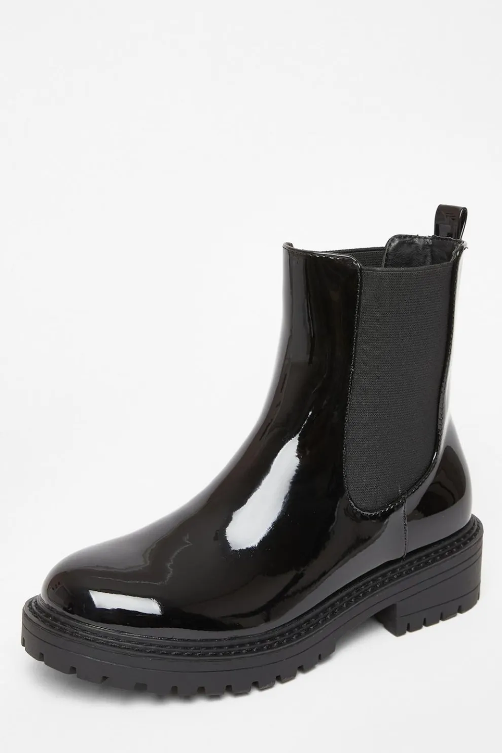 Black Faux Leather Chelsea Boots