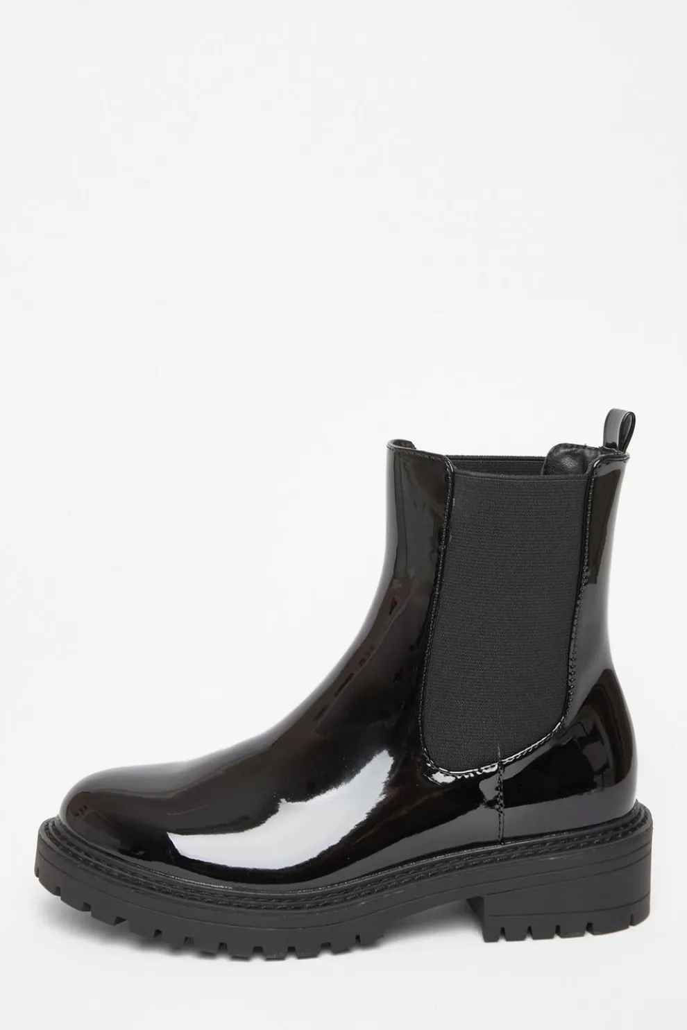 Black Faux Leather Chelsea Boots