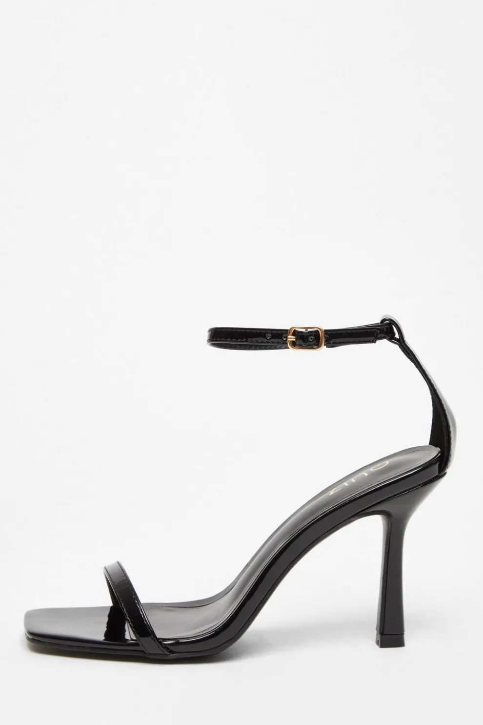Black Faux Leather Barely There Heels