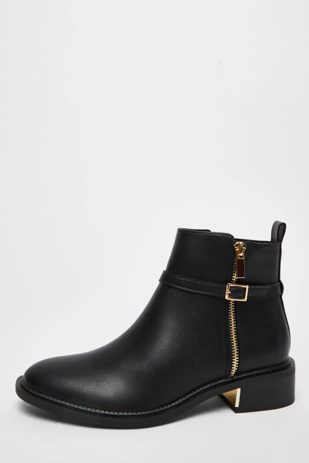 Black Faux Leather Ankle Boot