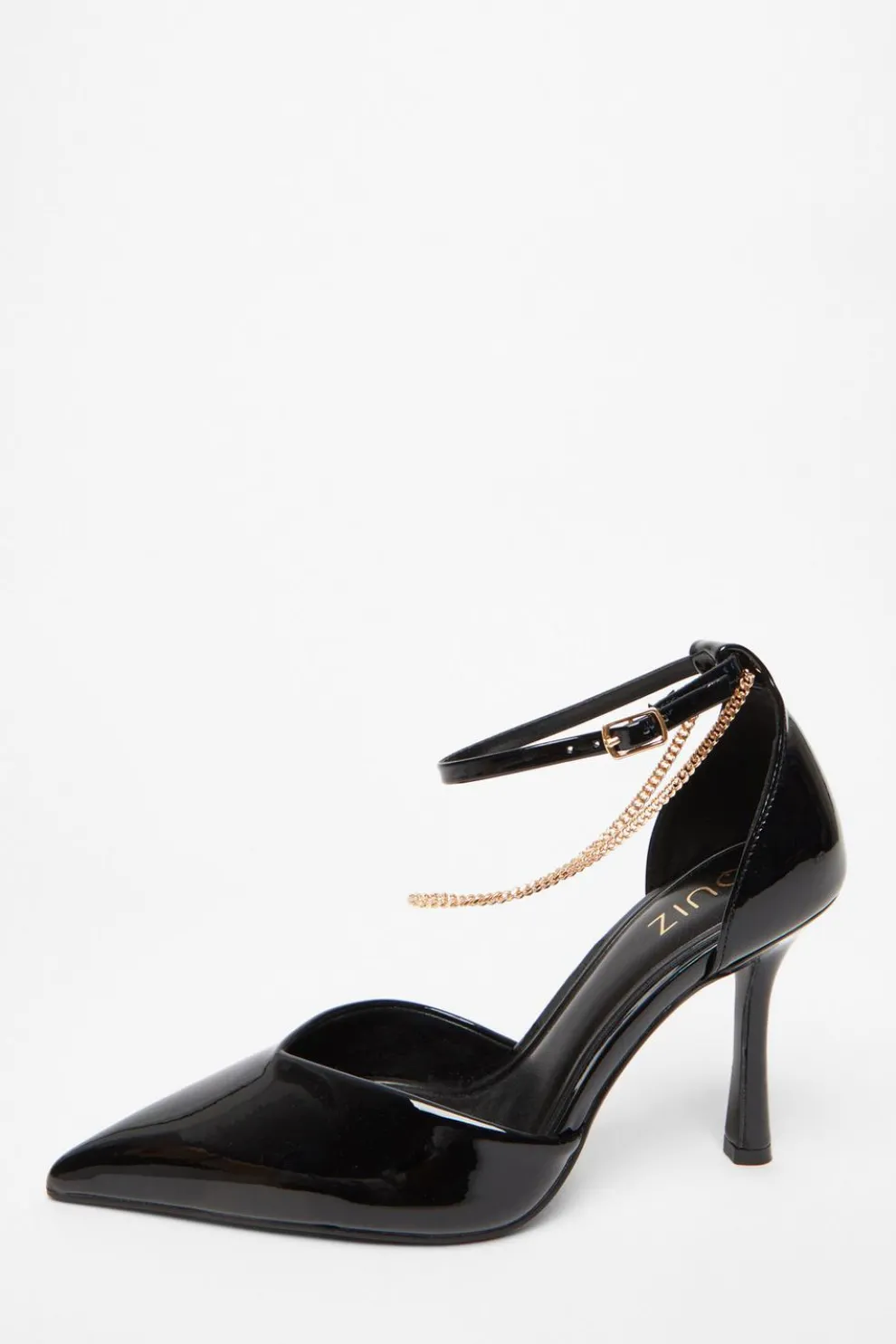 Black Faux Leather Court Heels