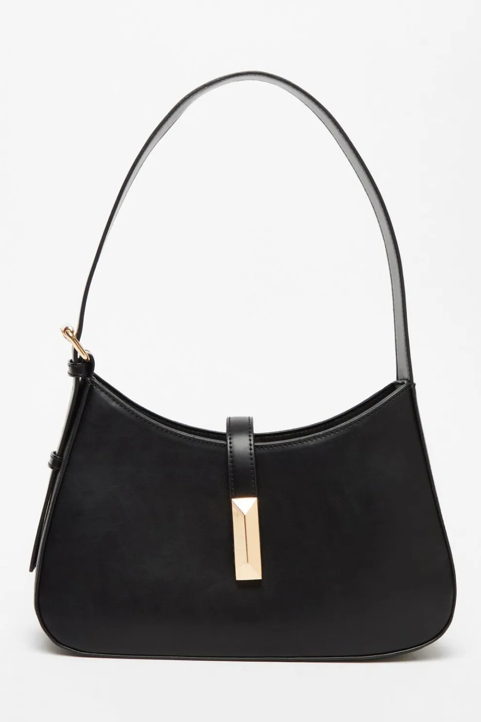 Black Faux Leather Shoulder Bag