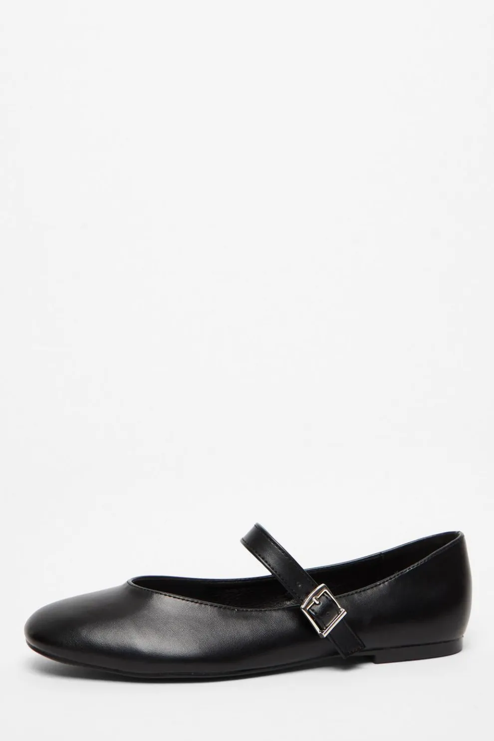 Black Faux Leather Buckle Pumps