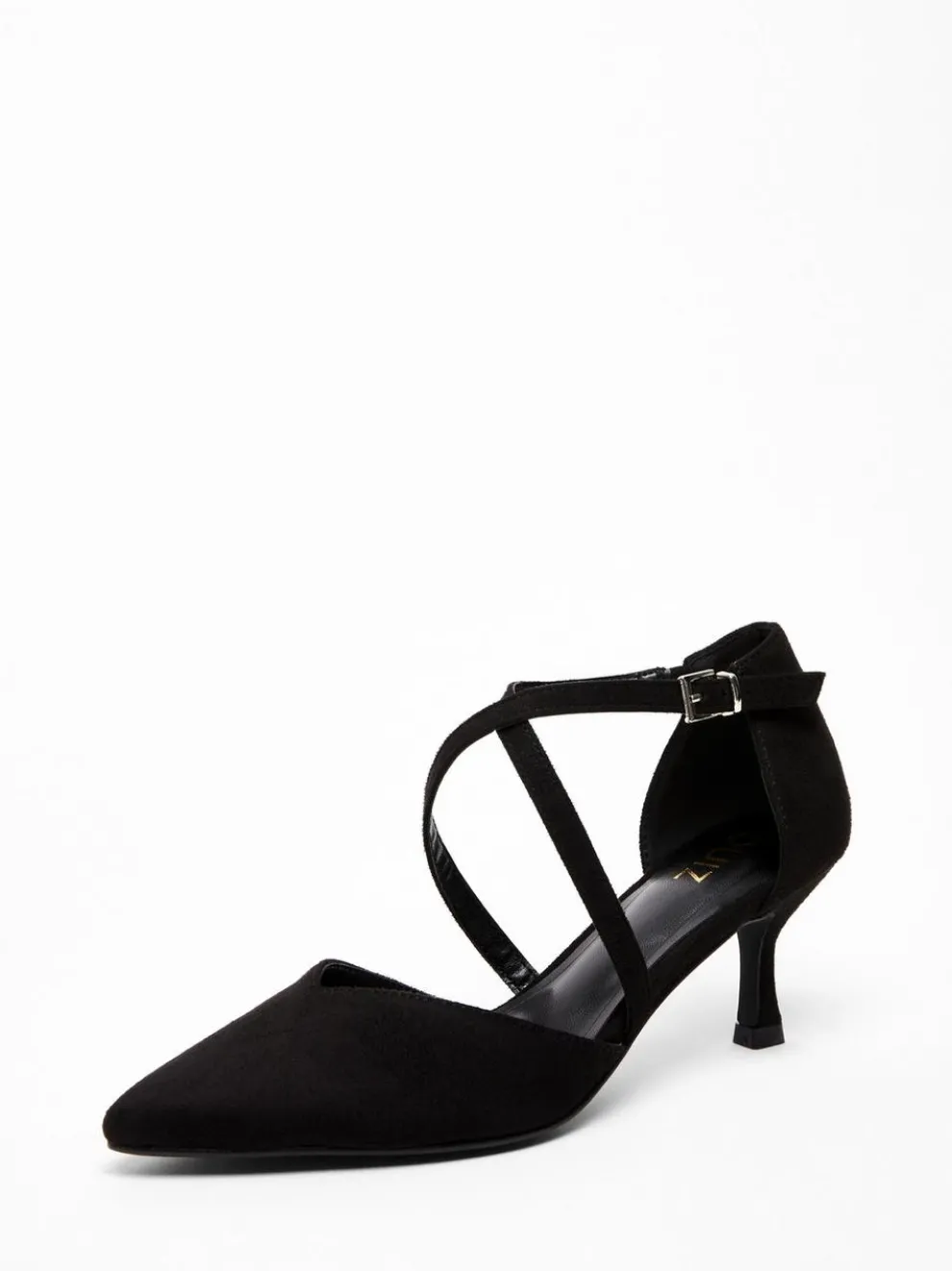 Black Faux Suede Court Heel
