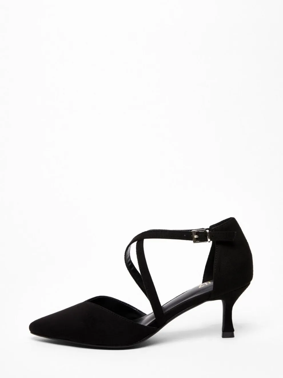 Black Faux Suede Court Heel
