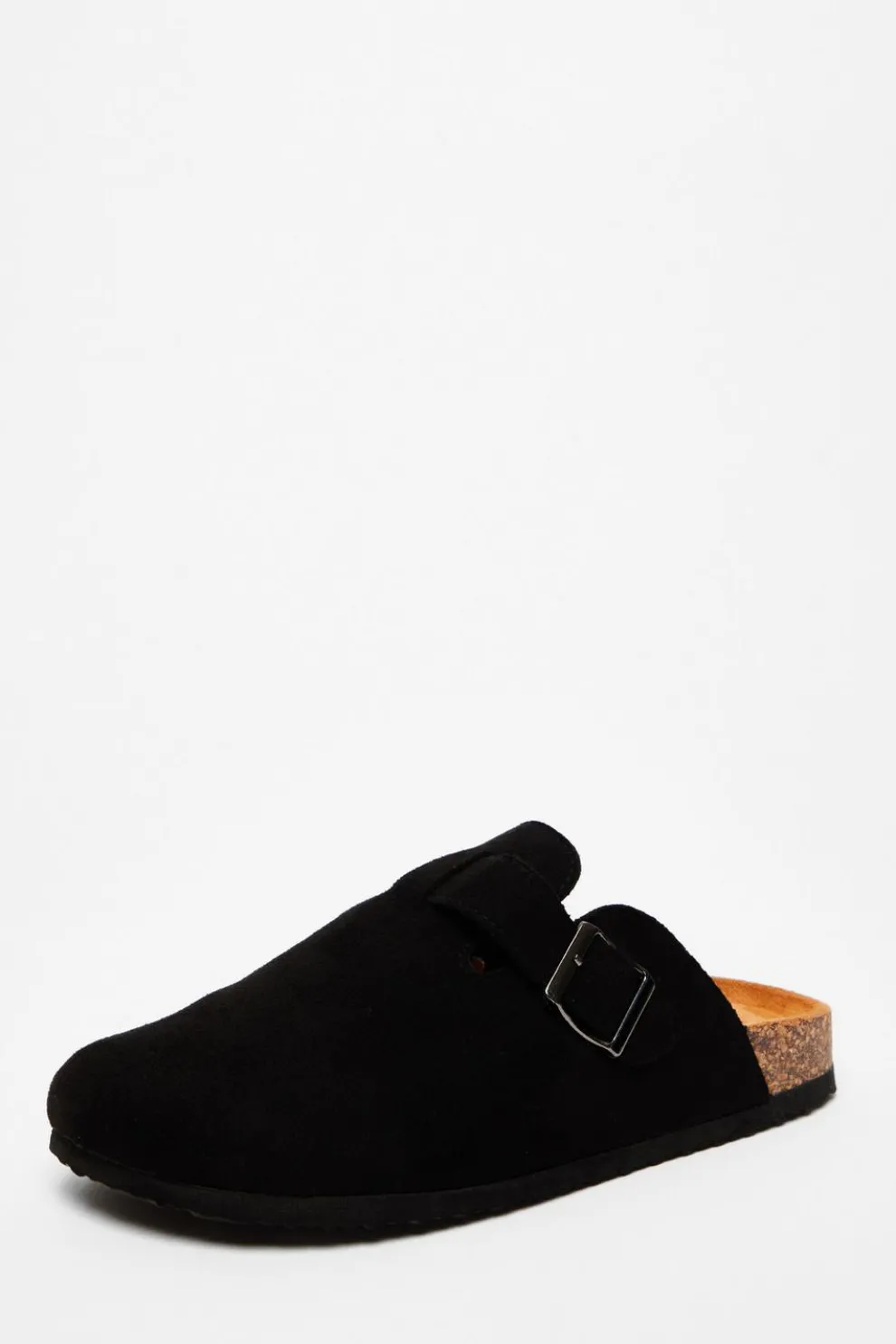 Black Faux Suede Mules
