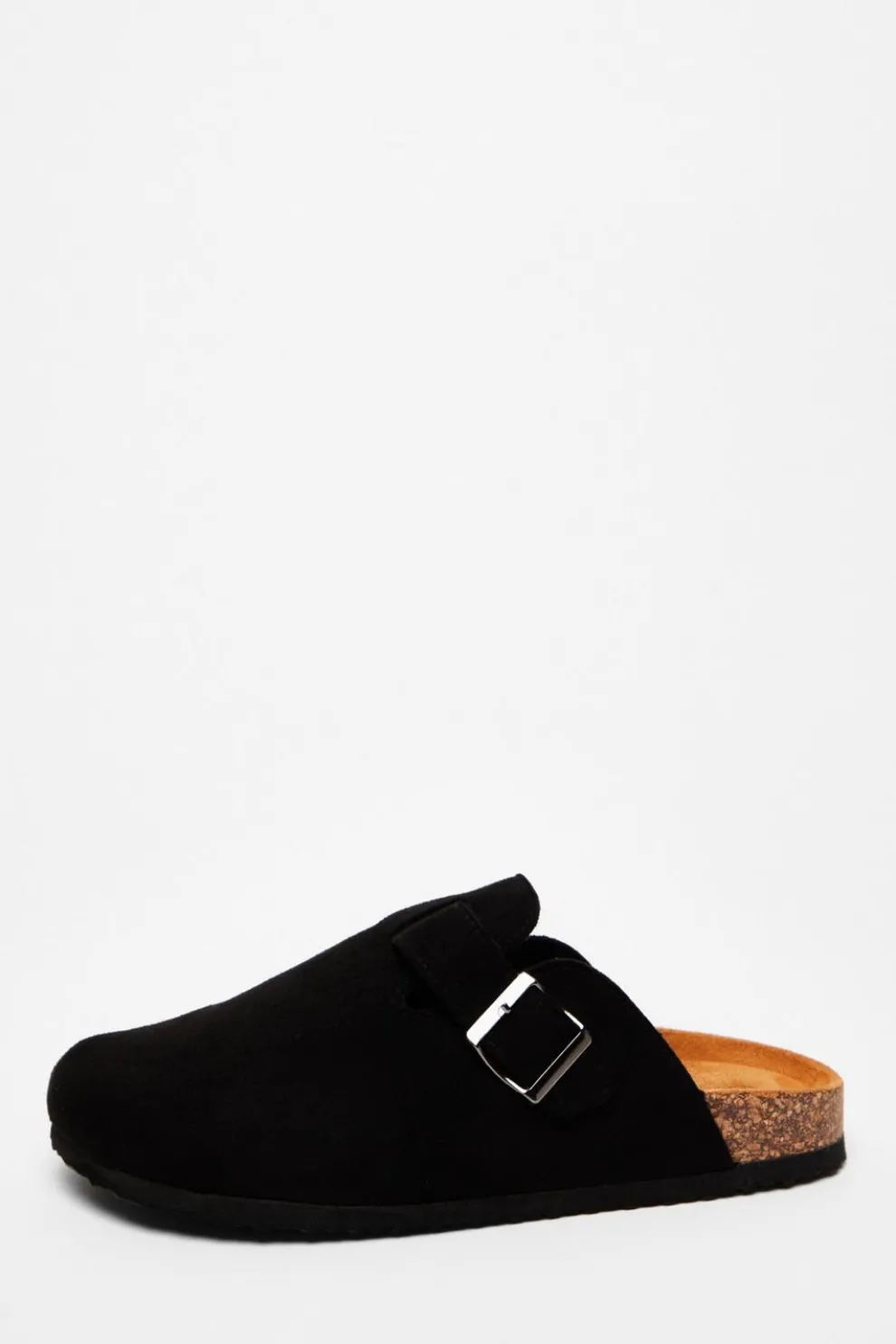 Black Faux Suede Mules