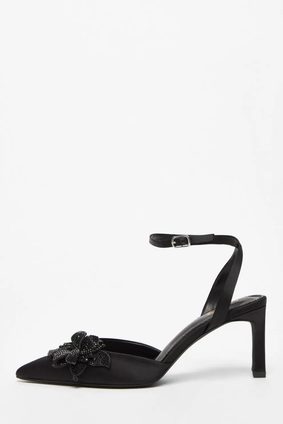 Black Floral Court Heels