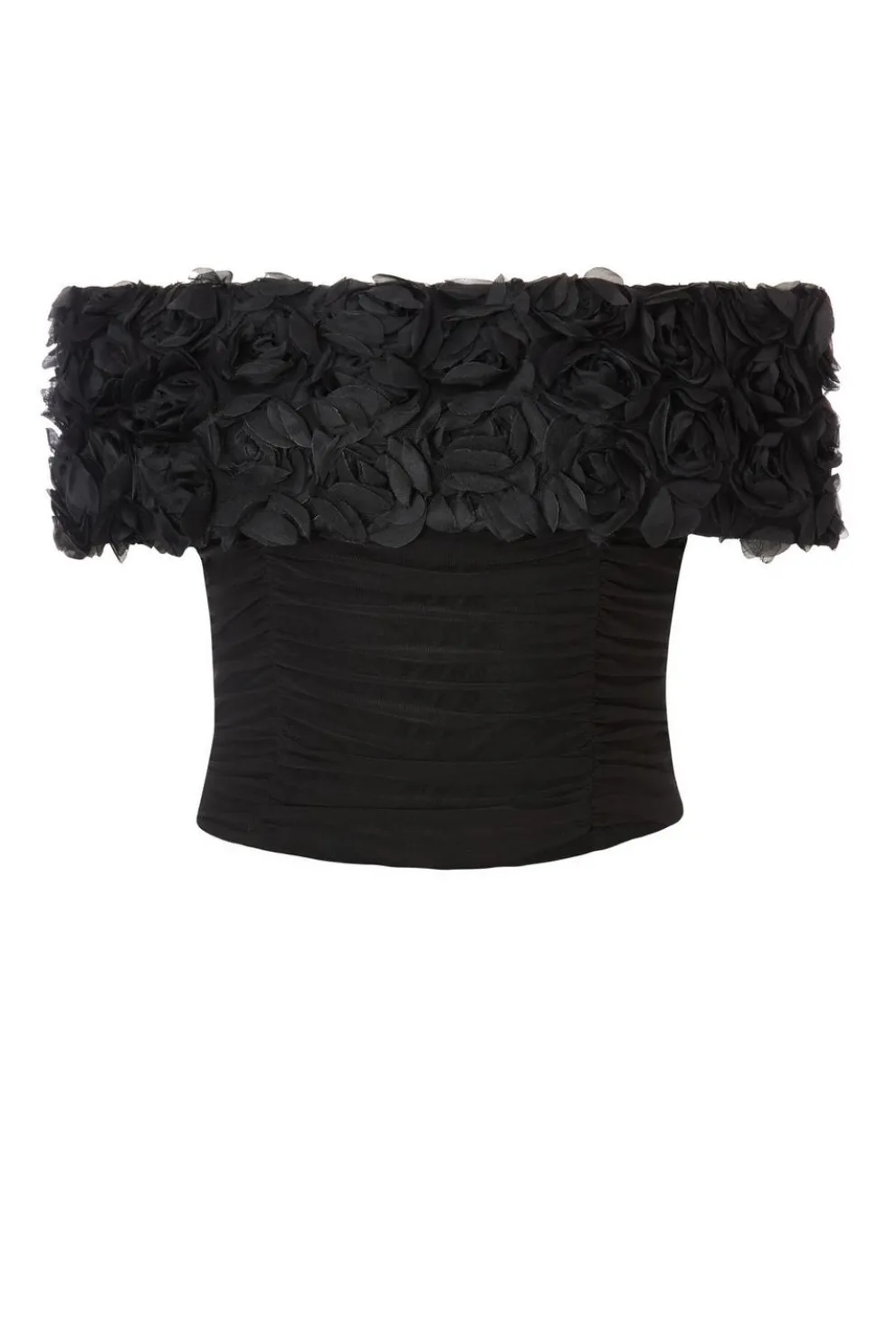 Black Floral Mesh Top