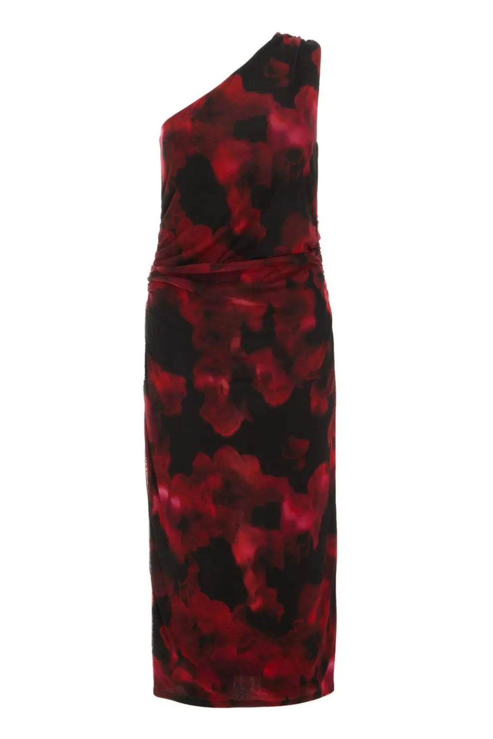 Black Floral One Shoulder Midaxi Dress