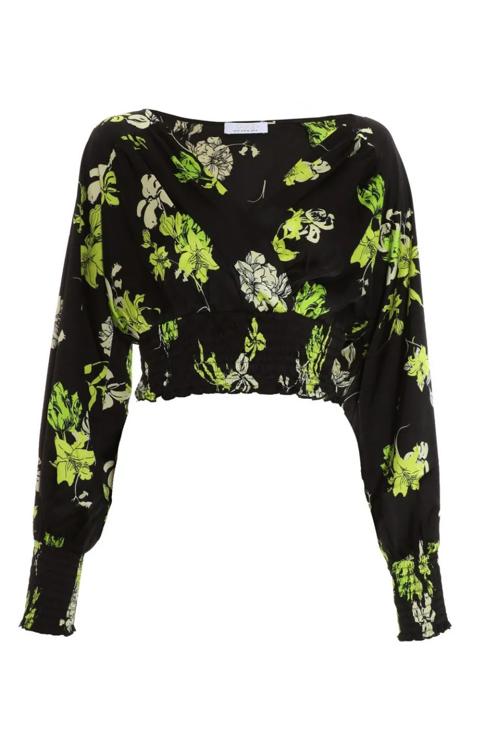 Black Floral Wrap Crop Top