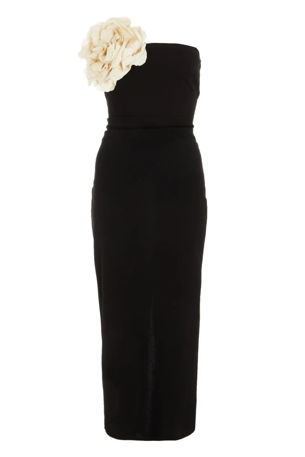 Black Flower Embellished Midaxi Dress