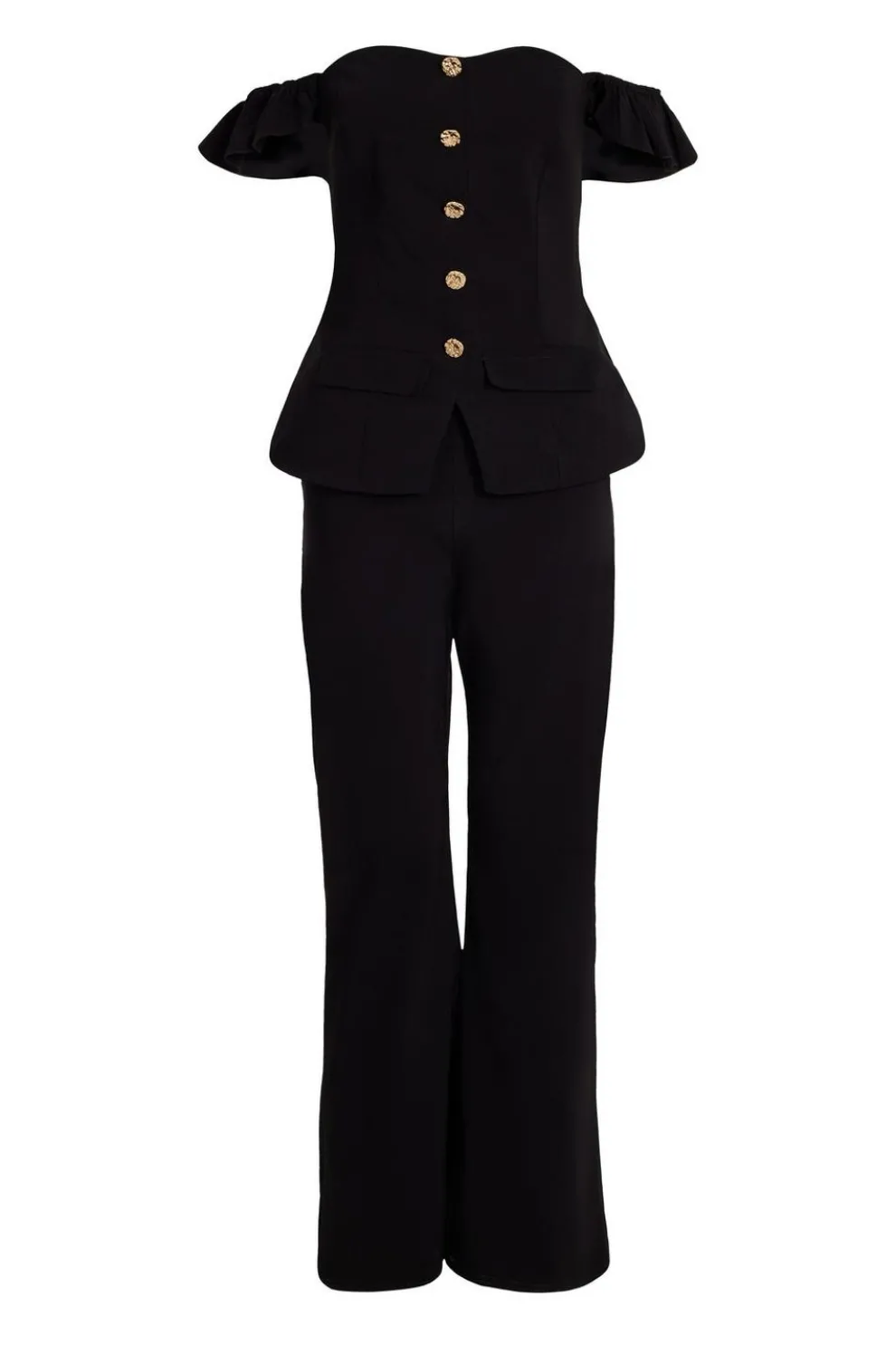 Black Frill Sleeve Jumpsuit