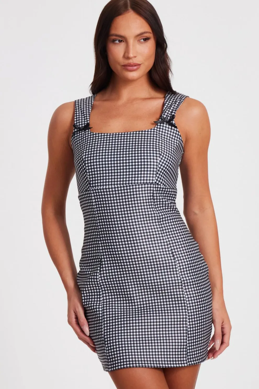 Black Gingham Mini Dress