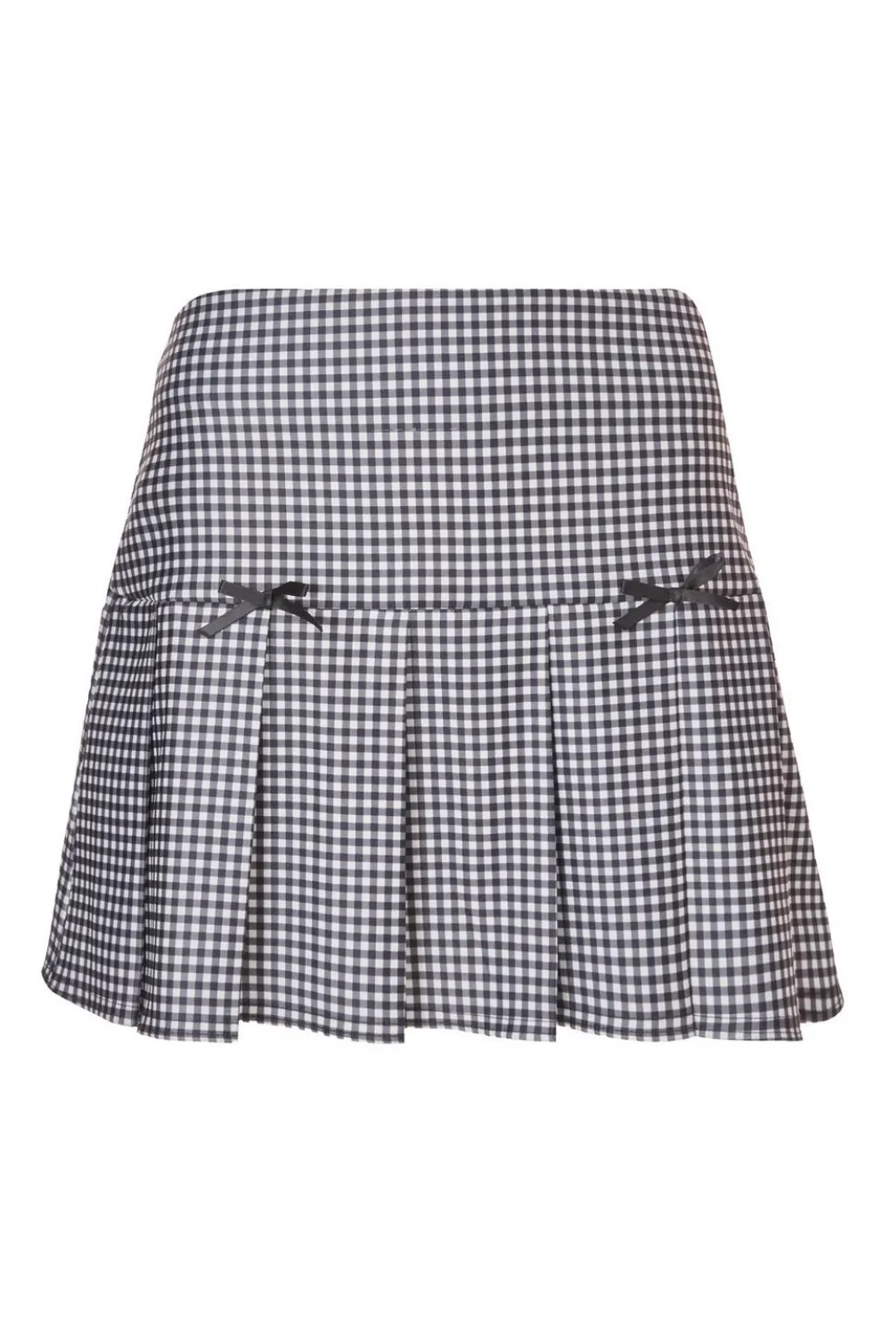 Black Gingham Pleated Skirt