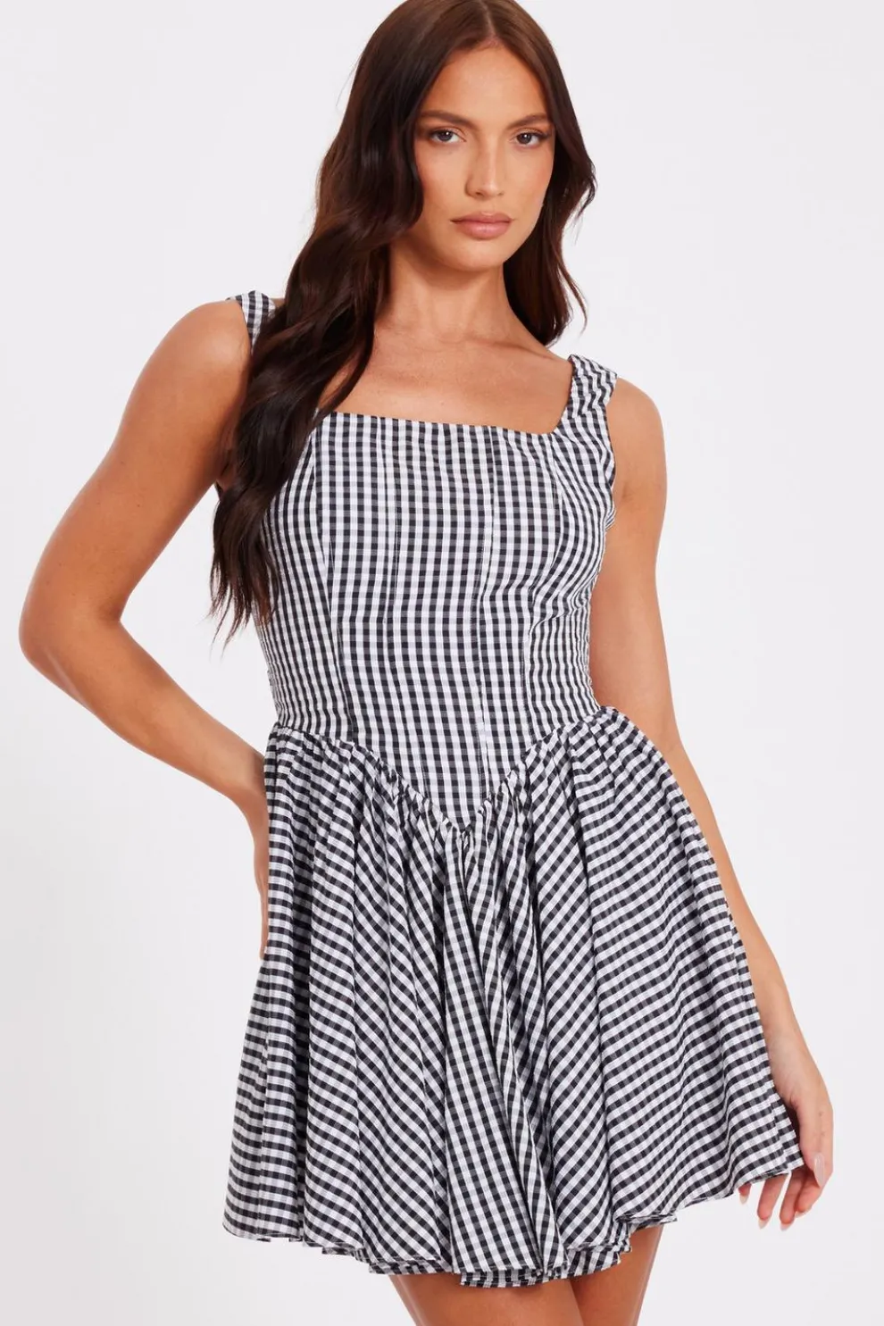 Black Gingham Skater Dress