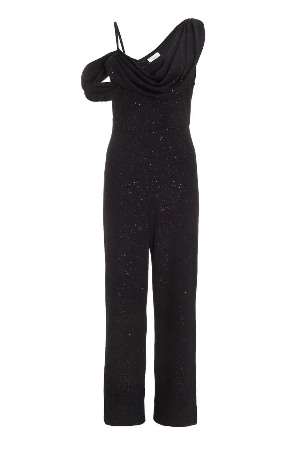 Black Glitter Cowl Neck Jumpsuit