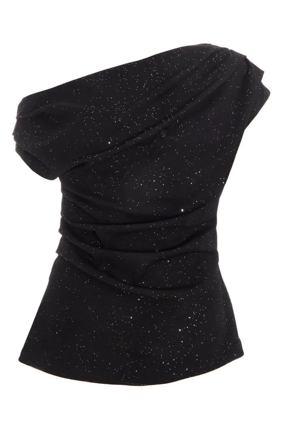 Black Glitter Drape Neck Top