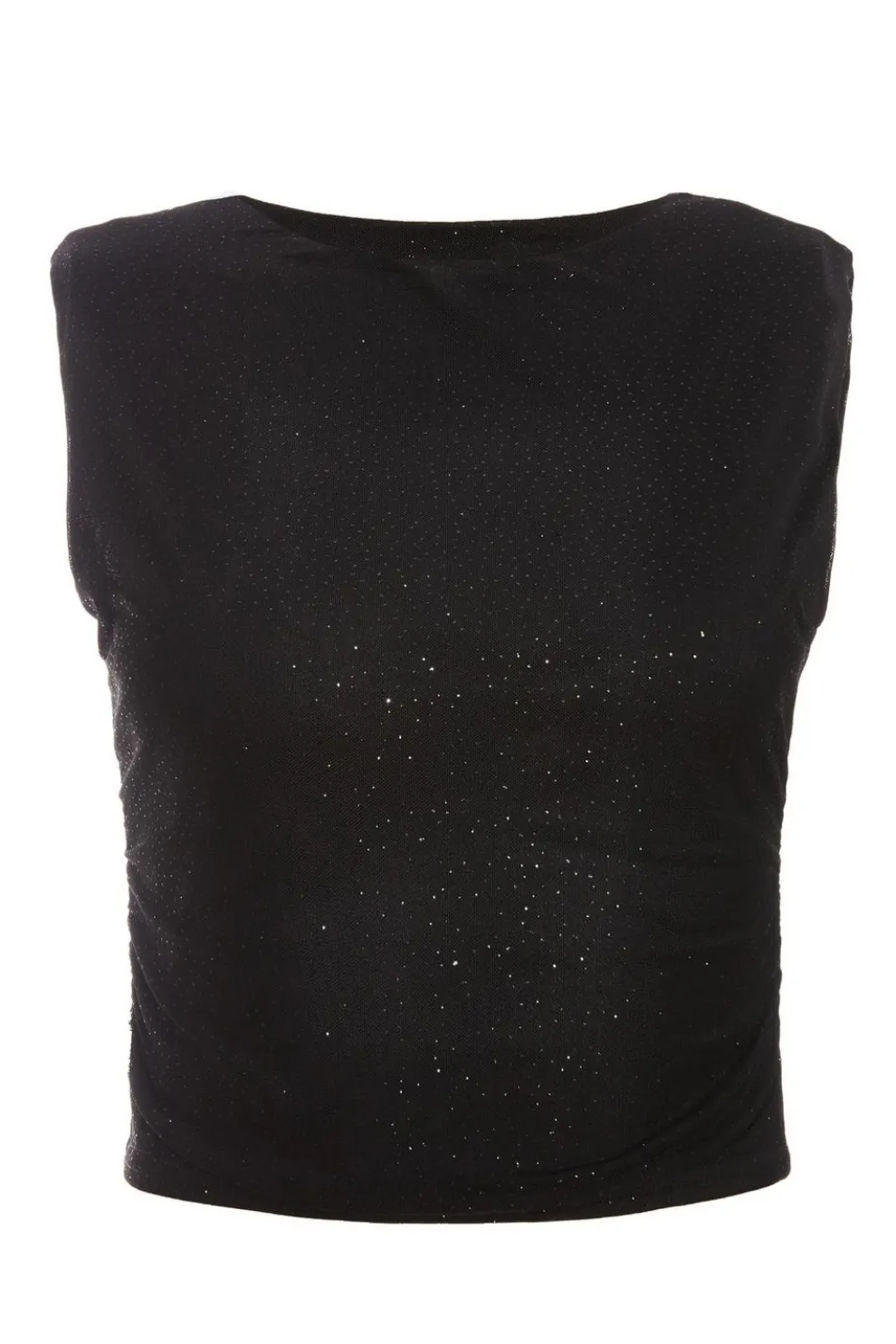 Black Glitter Mesh Crop Top