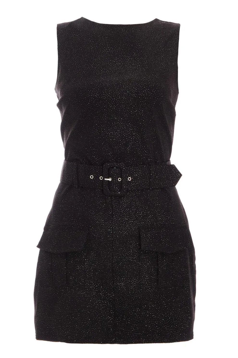 Black Glitter Skort Playsuit