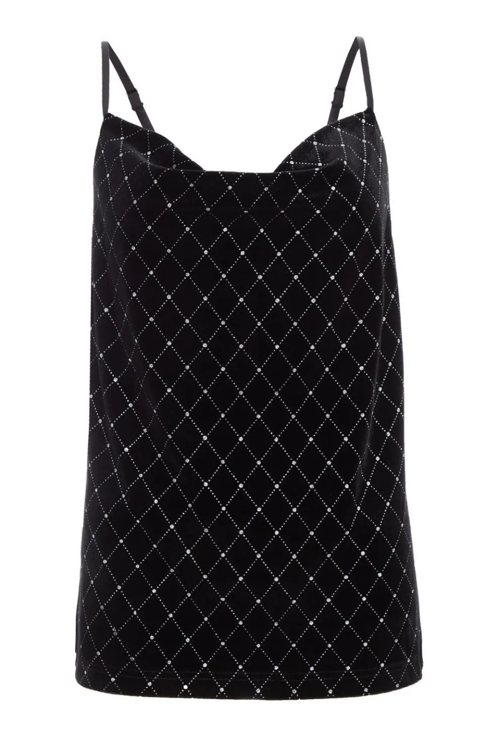 Black Glitter Velvet Vest Top