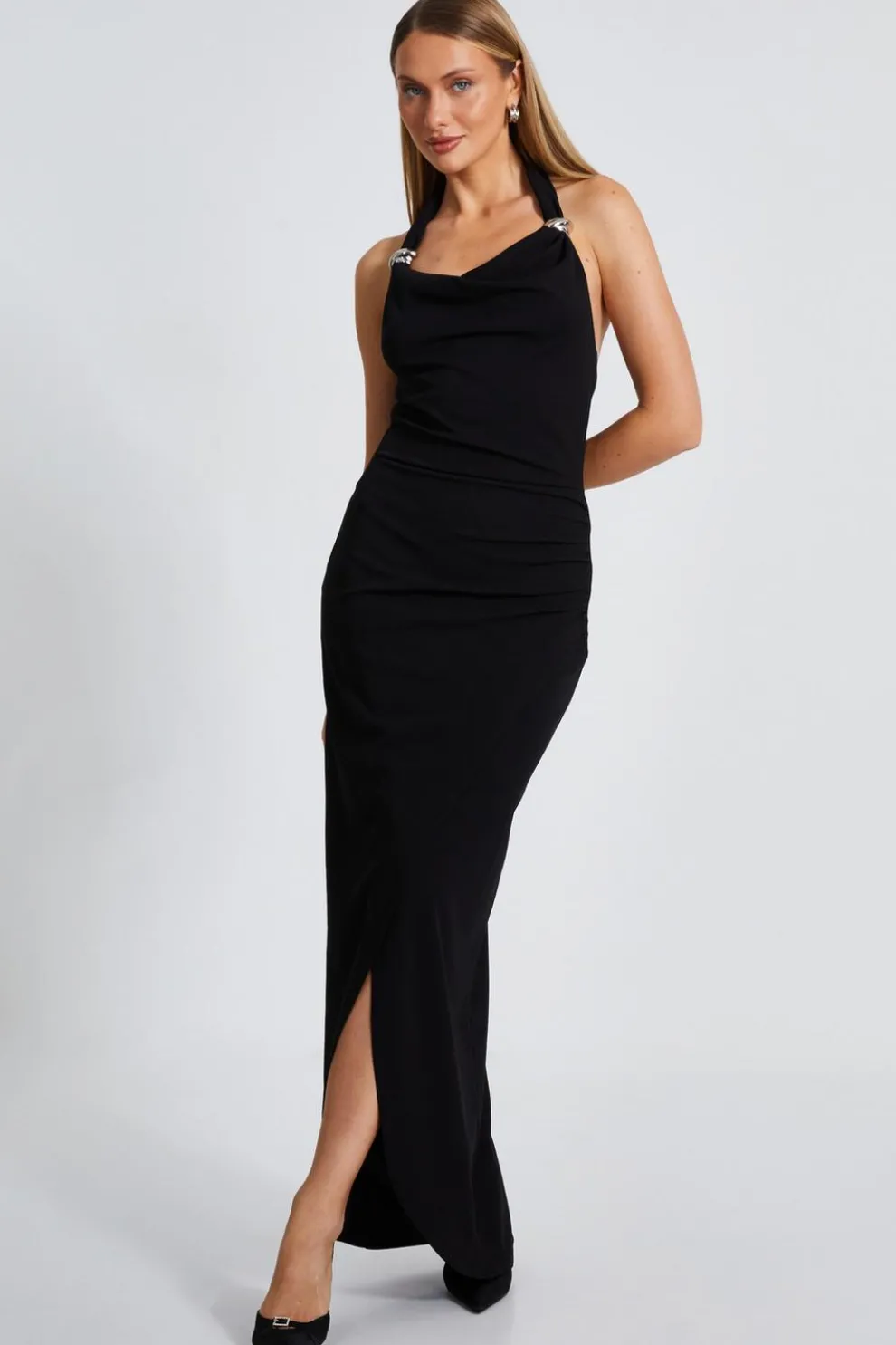 Black Halter Neck Maxi Dress