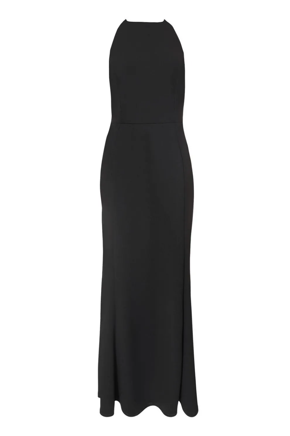 Black Halter Neck Fishtail Maxi Dress