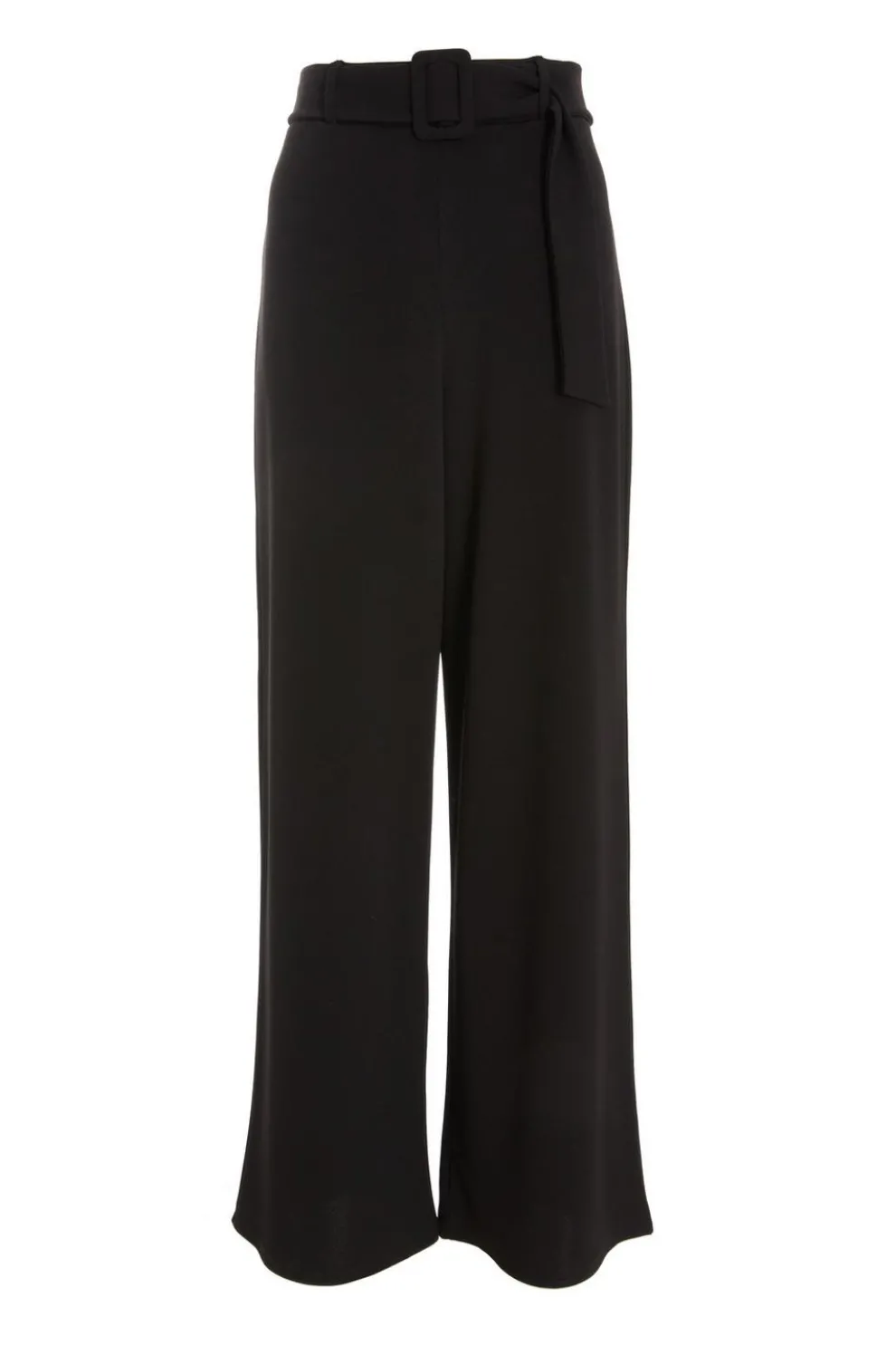Black High Waist Belted Palazzo Trousers