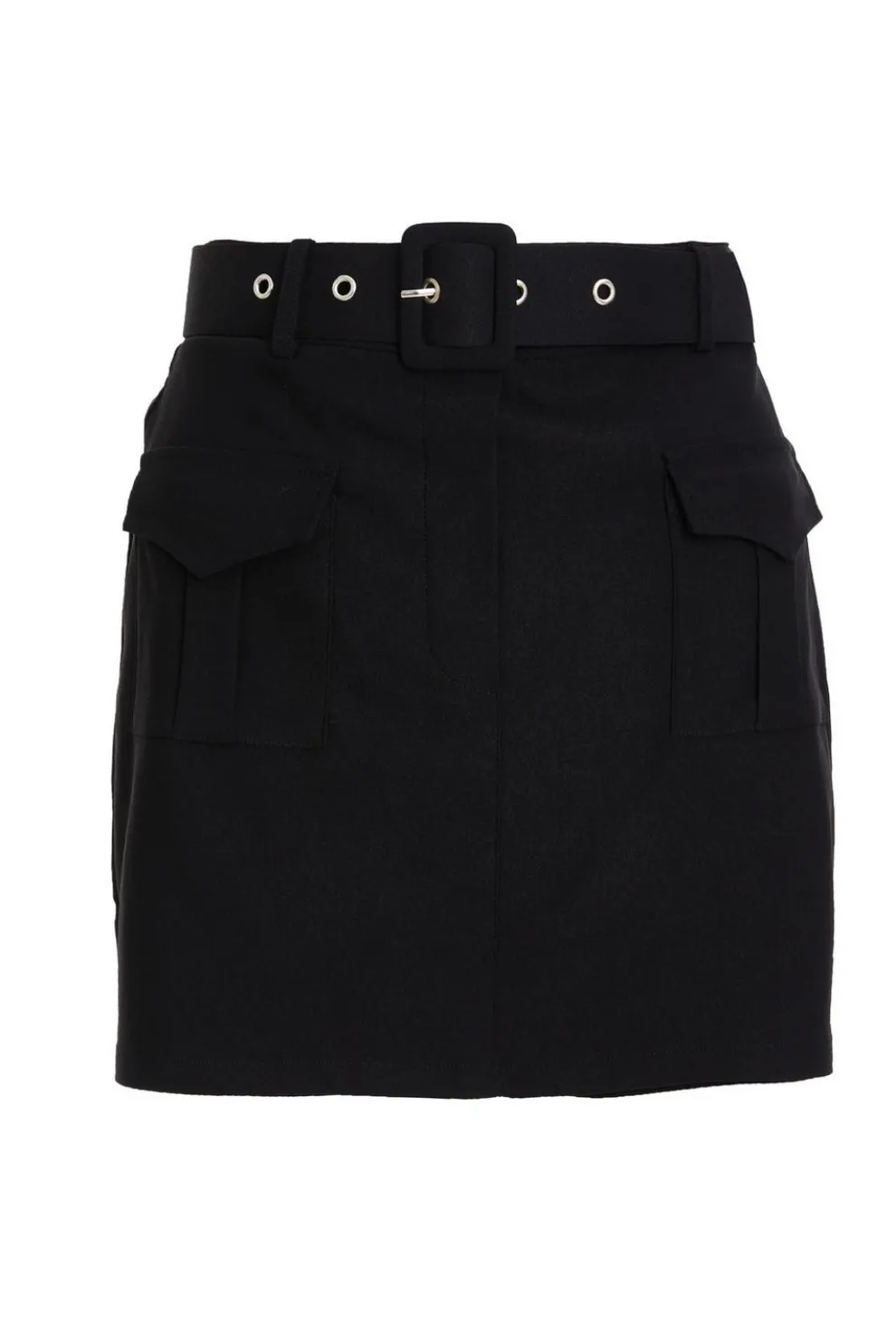 Black High Waisted Cargo Skort
