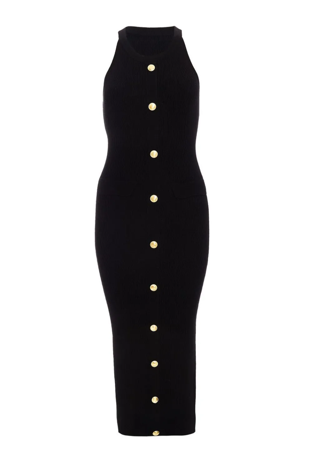 Black Knit Halter Neck Dress