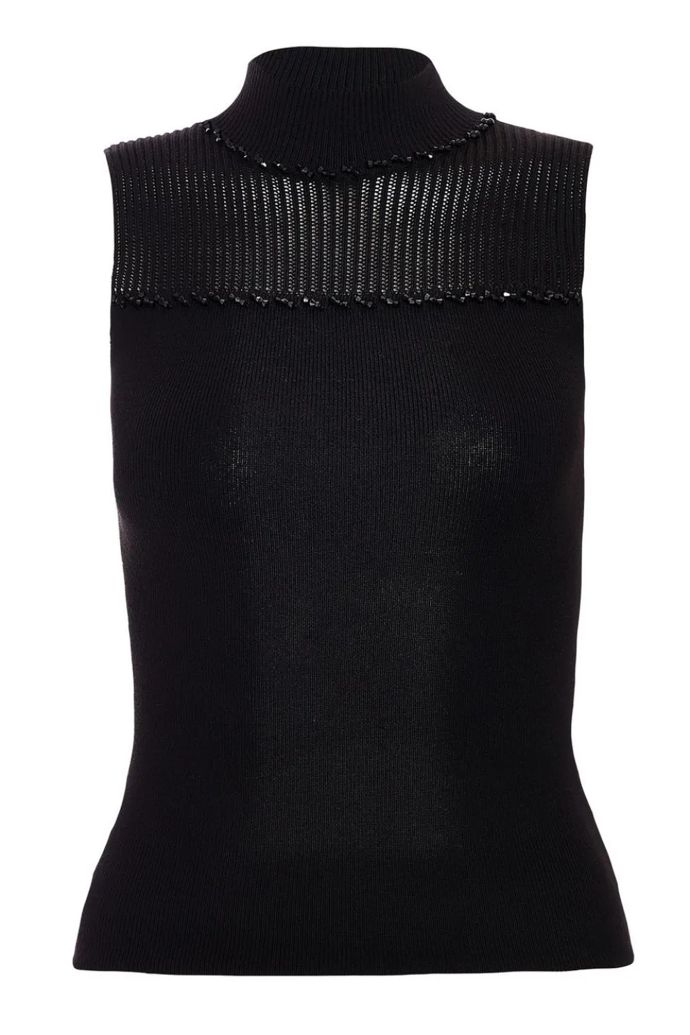 Black Knit High Neck Top