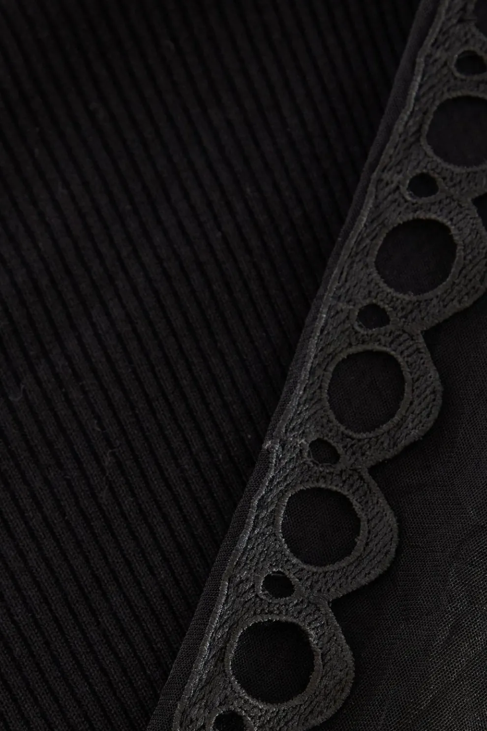 Black Knit Mesh Sleeve Jumper